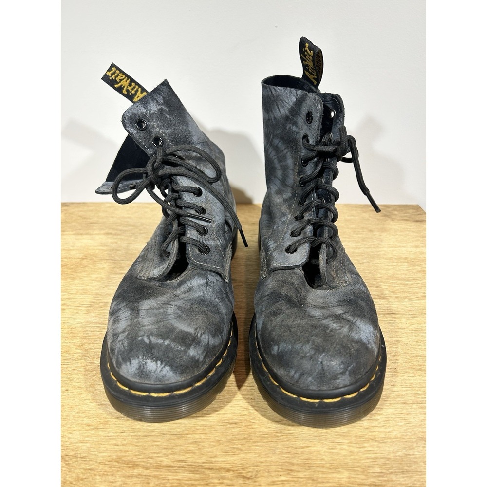 Dr. Martens Women's UK 7 US 9 1460 Pascal Tie Dye Print Black & Gray 8-Eye Boots